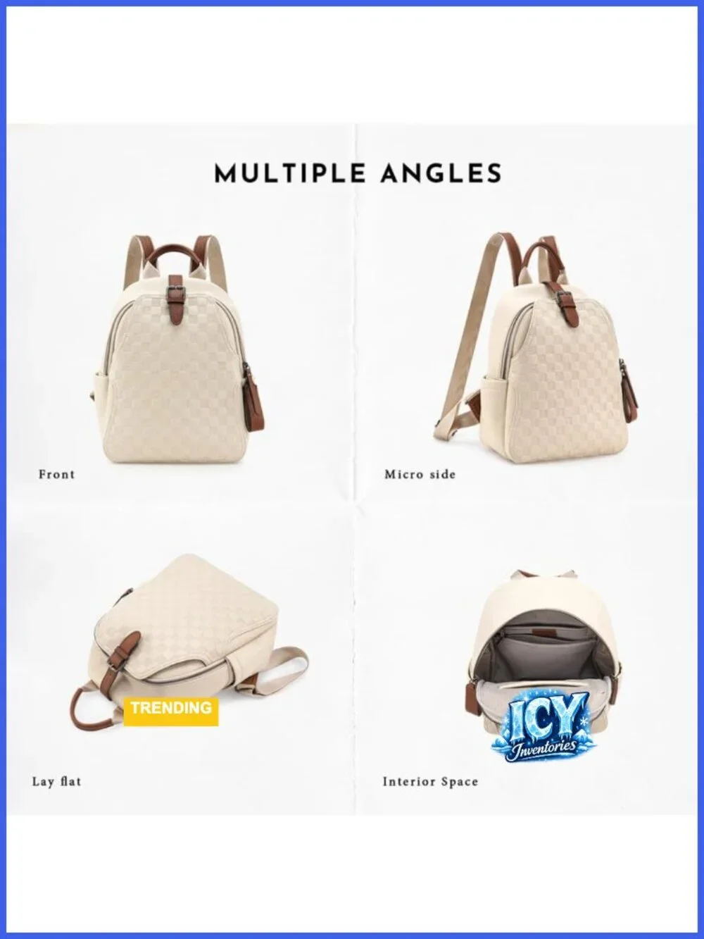 Women's Mini PU Leather Plaid Backpack Purse Cute Travel Work Daypack